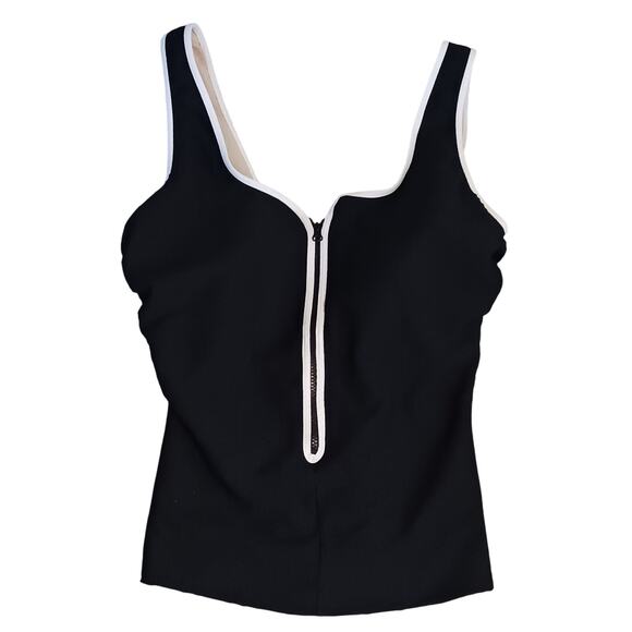 Chlorine Resistant Womens Aquamore Black and White Zip front Tankini Size 16 - Picture 1 of 7